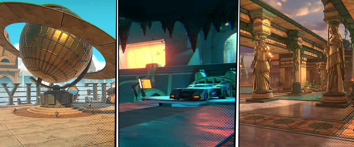 DCKO battlegrounds - the Batcave, the Fortress of Solitude, the Lazarus Pits, and more