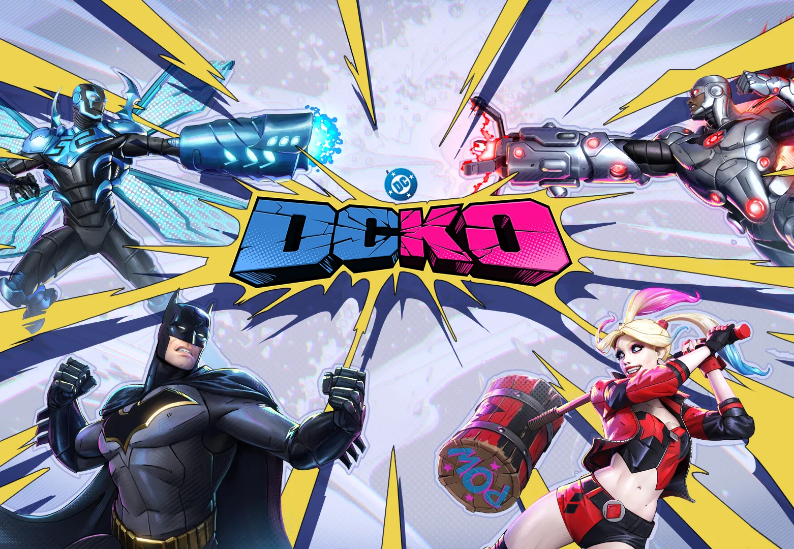 DCKO key art - DC Legends face off in a battle-torn city
